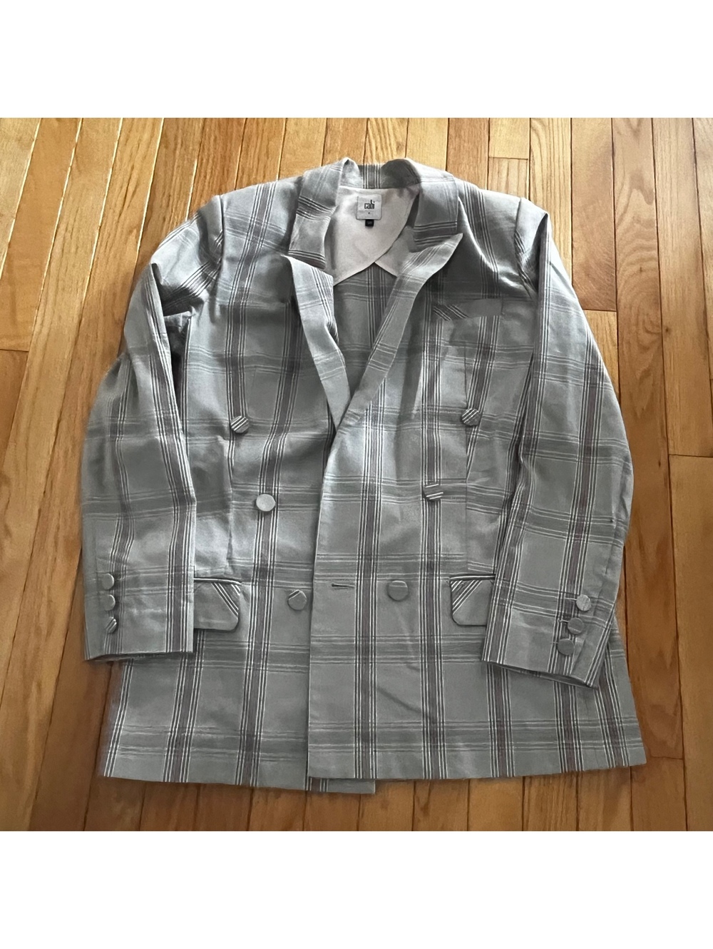 cabi Women's Plaid Double-Breasted Blazer Size 8